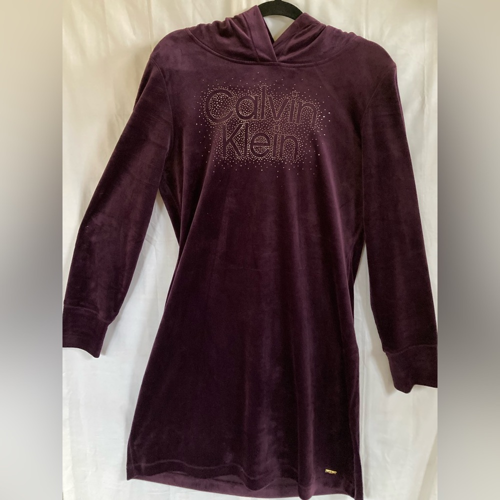 Calvin Klein Purple Hoodie with Gold Accents tshirt sweater